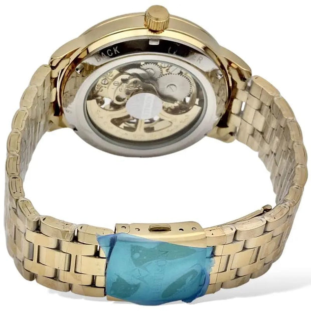 Skeleton Automatic Watch Golden chain With Golden black Dial image 3