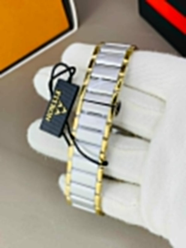 Fitron Classic Two tone chain with Black dial image 4