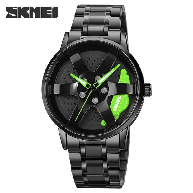SKM  Watch BLACK CHAIN WITH GREEN PEDAL image 0