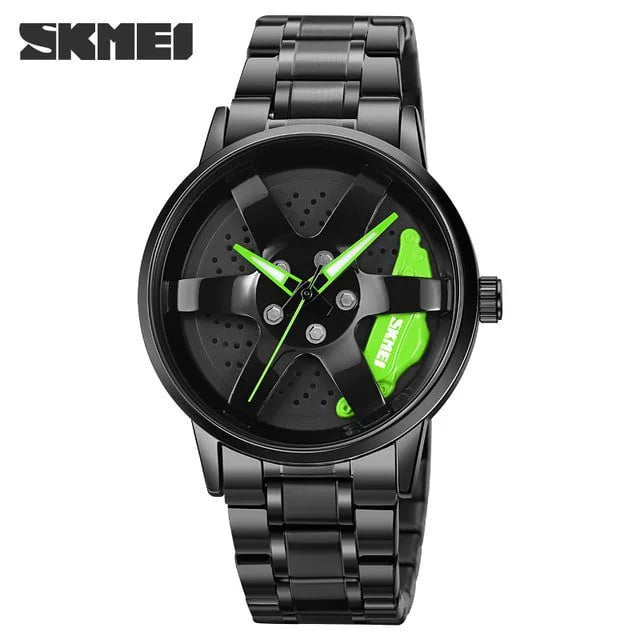SKM  Watch BLACK CHAIN WITH GREEN PEDAL image 0