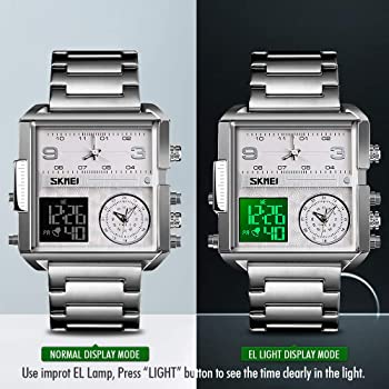 Original SKM Triple  Time Watch Silver Sqaure image 6