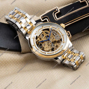 Skeleton Automatic Watch Two tone chain With Golden White image 3