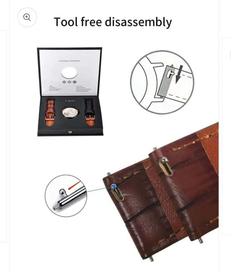 Tomi – FaceGear – Dual Strap –Black Bazel with Dark Grey Dial image 4