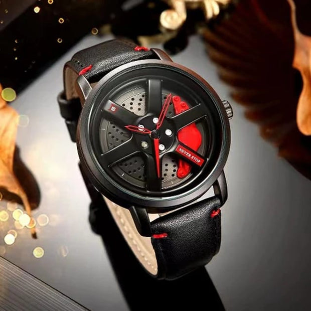 Original allroy rim Watch Black belt with red dial image 0