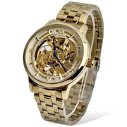 Skeleton Automatic Watch Golden Chain With Golden White Dial image 3