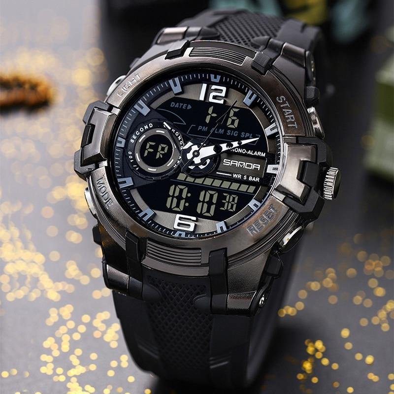 Original Sanda Sport Watch Black Dial  With Black belt image 1