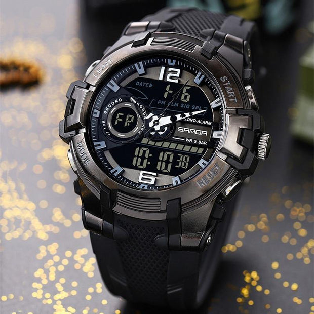 Original Sanda Sport Watch Black Dial  With Black belt image 1