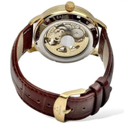 Skeleton Automatic Brown leather belt With Golden Dial image 4