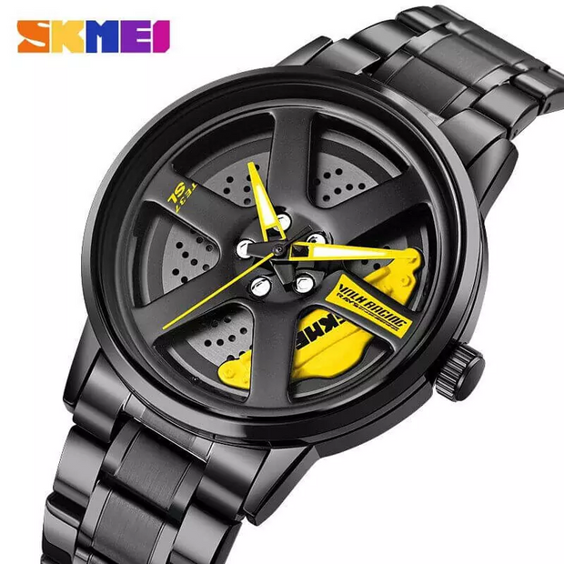 SKM  Watch BLACK CHAIN WITH YELLOW PEDAL image 6