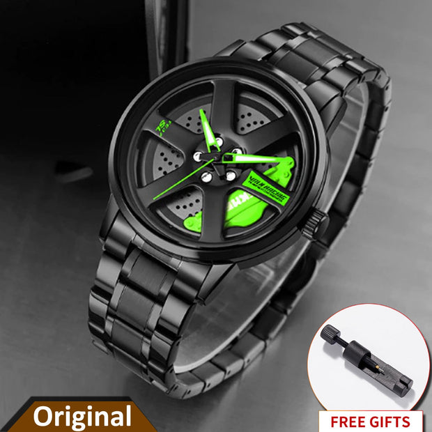 SKM  Watch BLACK CHAIN WITH GREEN PEDAL image 3