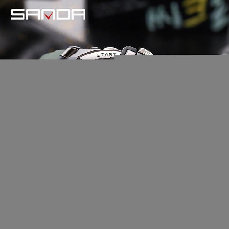 Original Sanda Sport Watch Sliver Bazel With Green belt image 0