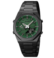 Original SKM World Time Watch Black with Green Dial image 1
