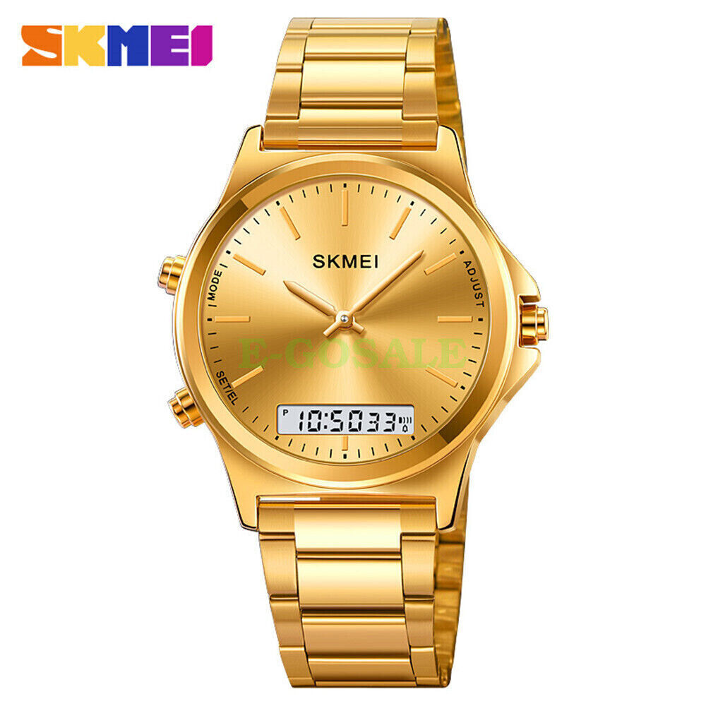 Original SKM latest Dual time Gold Chain With Gold Dial image 0