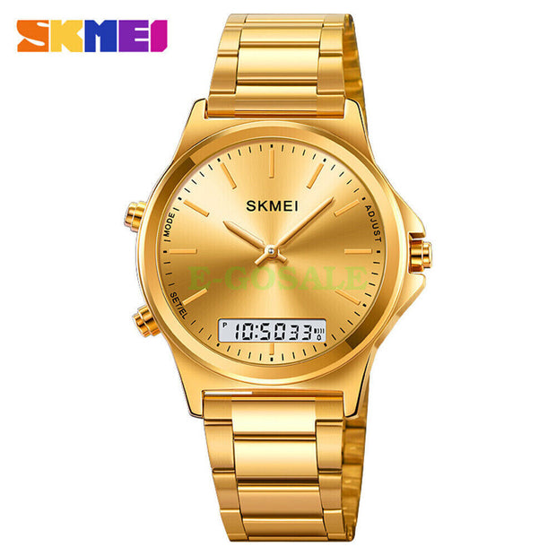 Original SKM latest Dual time Gold Chain With Gold Dial image 0