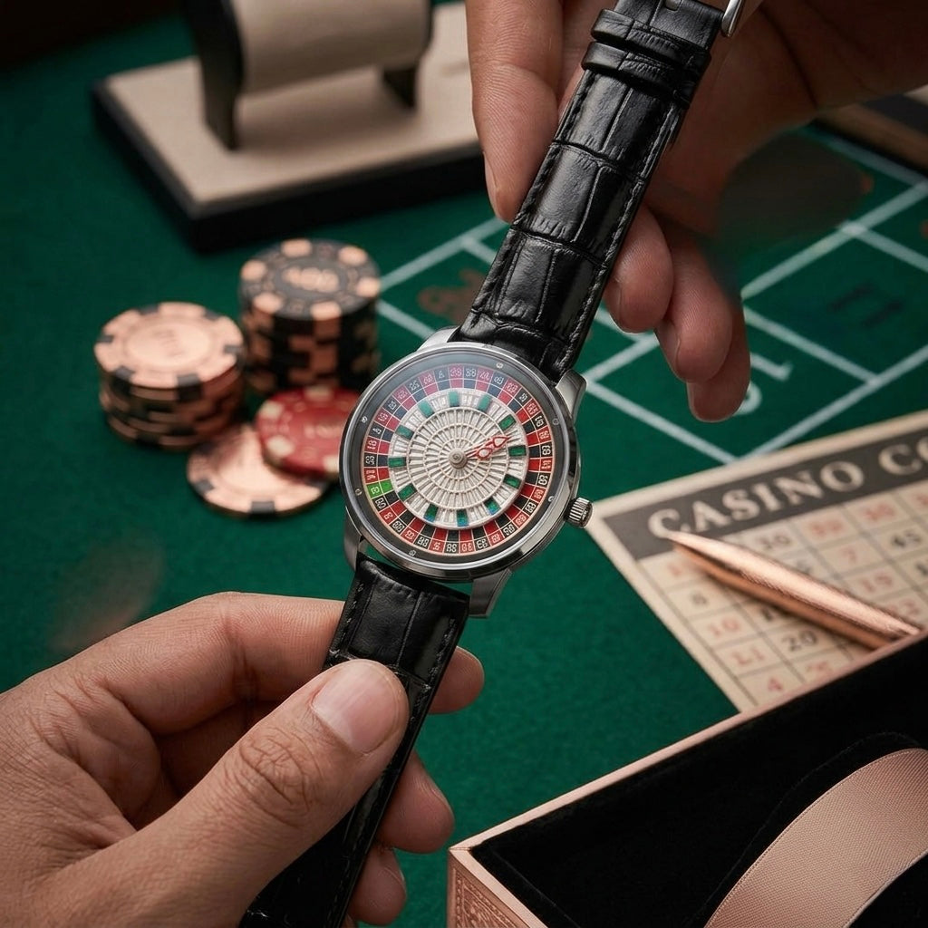 Black Luxury Roulette Casino Style Watch