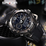 Original Sanda Sport Watch Black Dial  With Black belt image 2