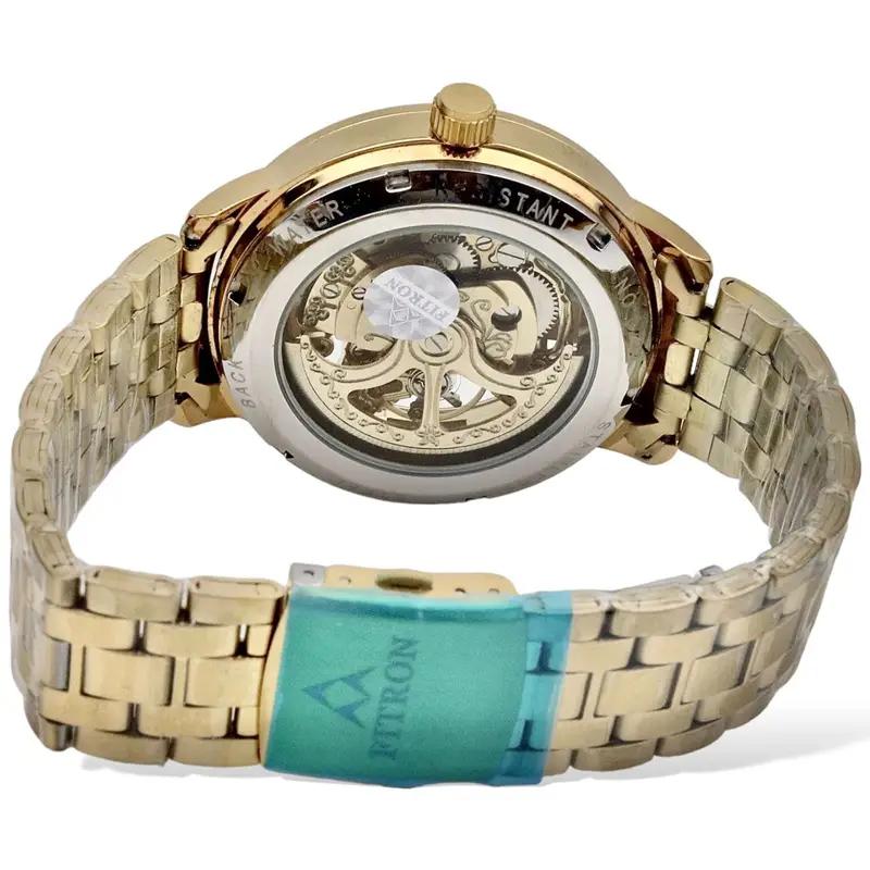 Skeleton Automatic Watch Golden Chain With Golden White Dial image 2