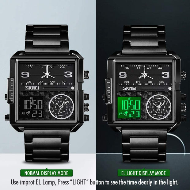 Original SKM Triple Time Watch Black Colour image 5