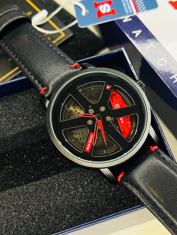 Original allroy rim Watch Black belt with red dial image 4