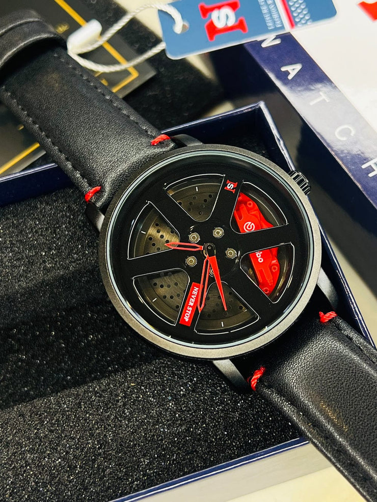 Original allroy rim Watch Black belt with red dial image 4