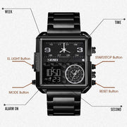 Original SKM Triple Time Watch Black Colour image 2