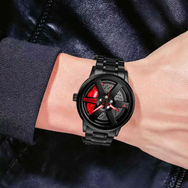 SKM  Watch BLACK CHAIN WITH RED PEDAL image 1