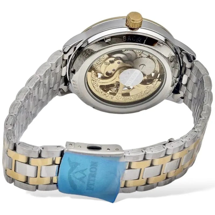 Skeleton Automatic Watch Two tone chain With Golden White image 1