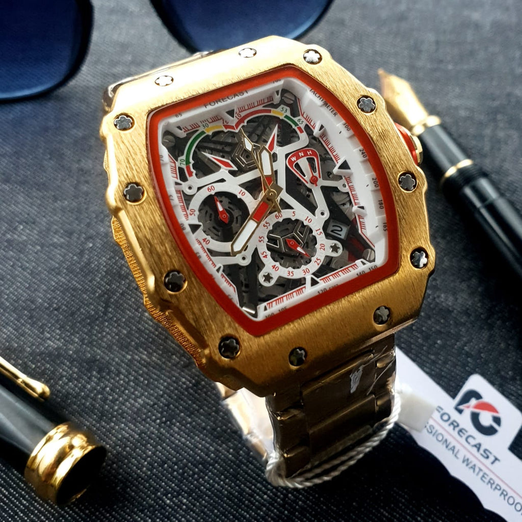 Original Forecast Big Face Chronograph Working Watch Gold Colour image 1