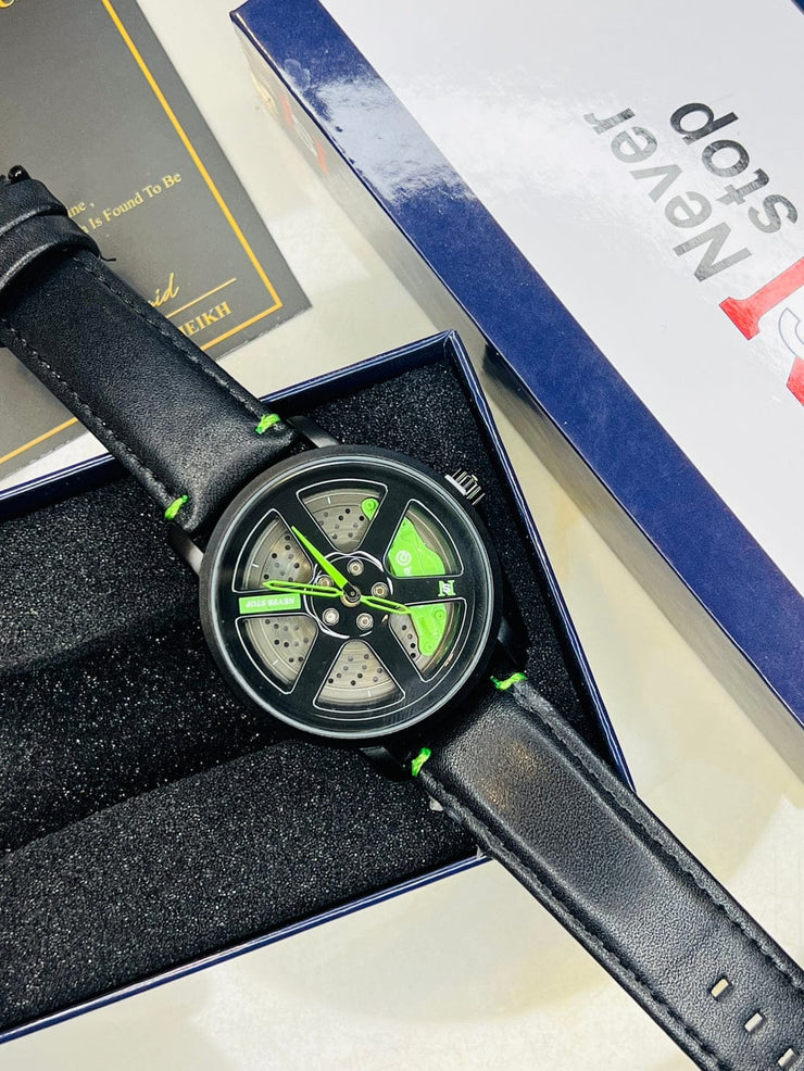 Original allroy rim Watch Black belt with Yellow dial image 5