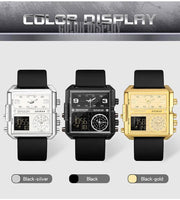 Original Sanda Triple Time Watch Gold Colour with black Belt image 3