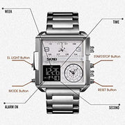 Original SKM Triple  Time Watch Silver Sqaure image 1