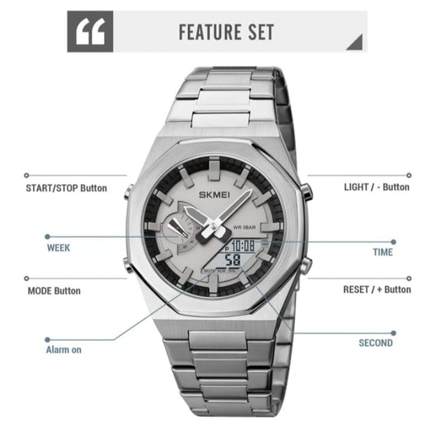 Original SKM World Time Watch Silver image 2