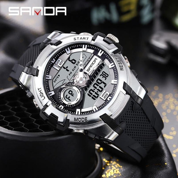 Original Sanda Sport Watch Sliver Dial With Black belt image 8