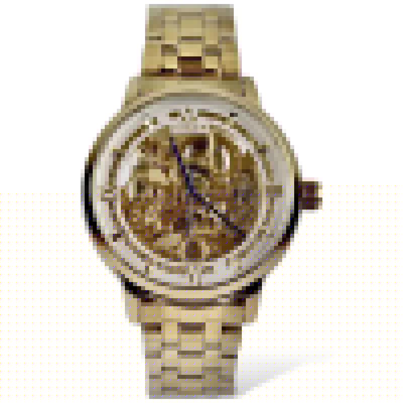 Skeleton Automatic Watch Golden Chain With Golden White Dial image 1