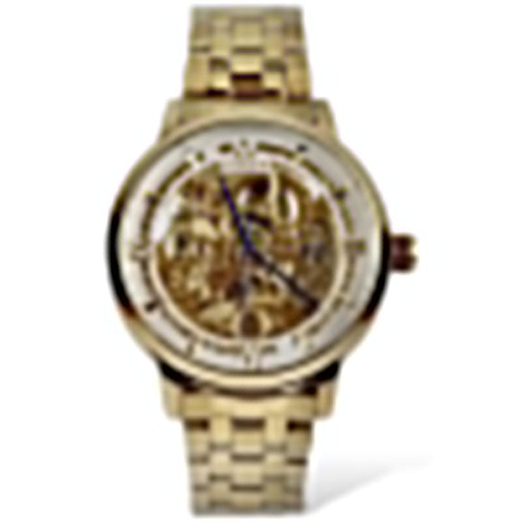 Skeleton Automatic Watch Golden Chain With Golden White Dial image 1