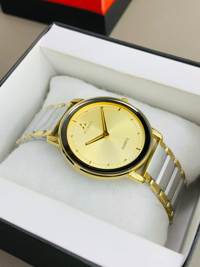 Fitron Classic Two tone chain with Golden dial image 0