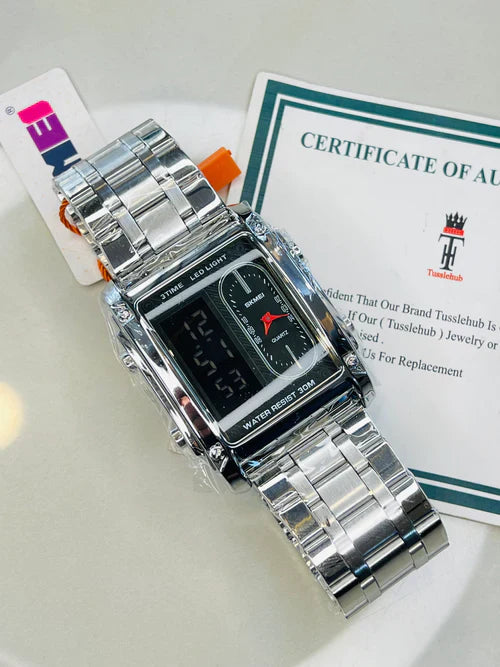 Skm Silver Chain Square Dual time image 3