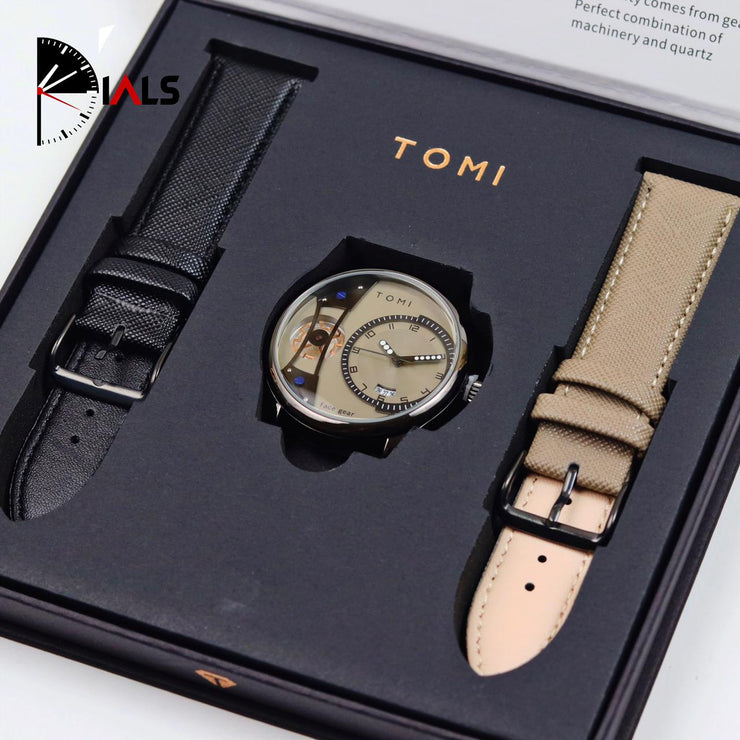 Tomi – FaceGear – Dual Strap –Black Bazel with Grey Dial image 3