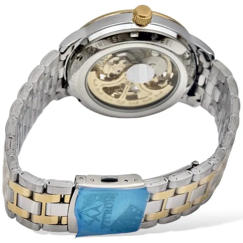 Skeleton Automatic Watch Two tone chain With Golden White image 5