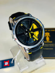 Original allroy rim Watch Black belt with Yellow dial image 4