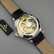 Skeleton Automatic Black leather belt image 2