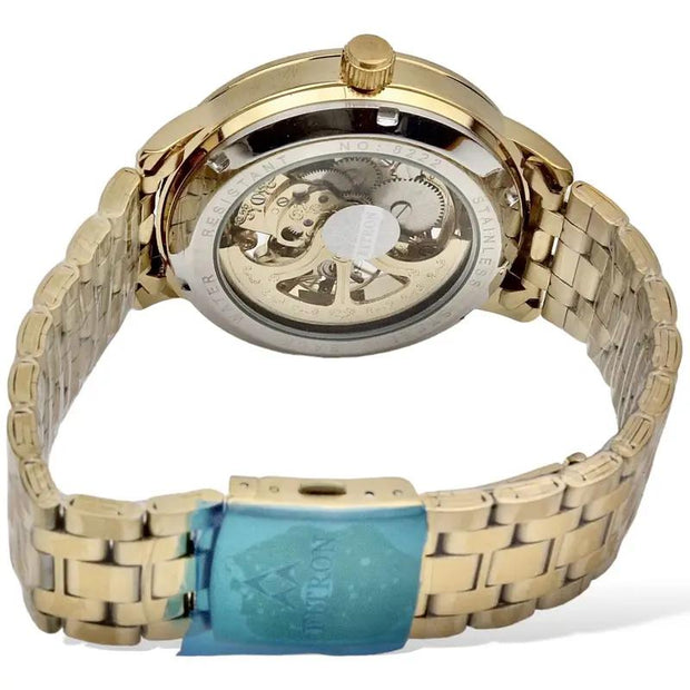 Skeleton fitron Automatic Watch Golden  Chain  With  golden Dial image 3