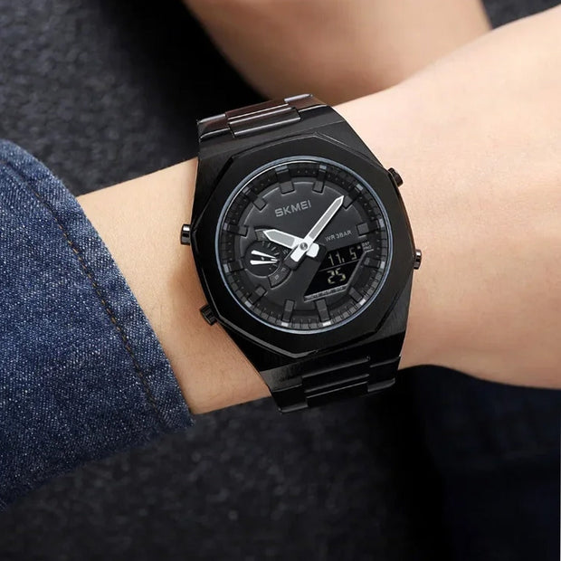 Original SKM World Time Watch Black with Black Dial