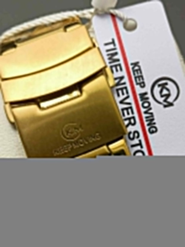 Keep Moving Transparent Glass Watch Gold Colour image 2