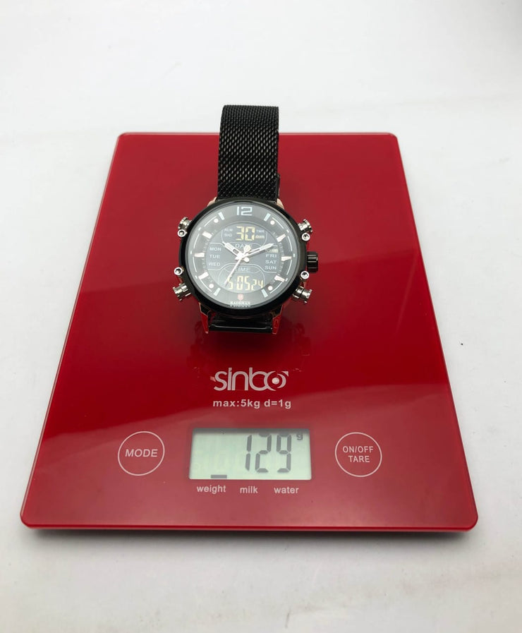 Kademan Original Watch with Dual time and shepard Chain Black image 2