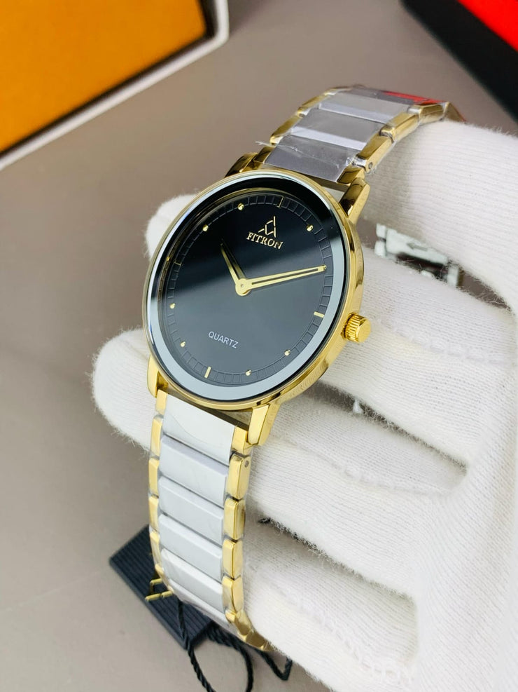 Fitron Classic Two tone chain with Black dial image 1