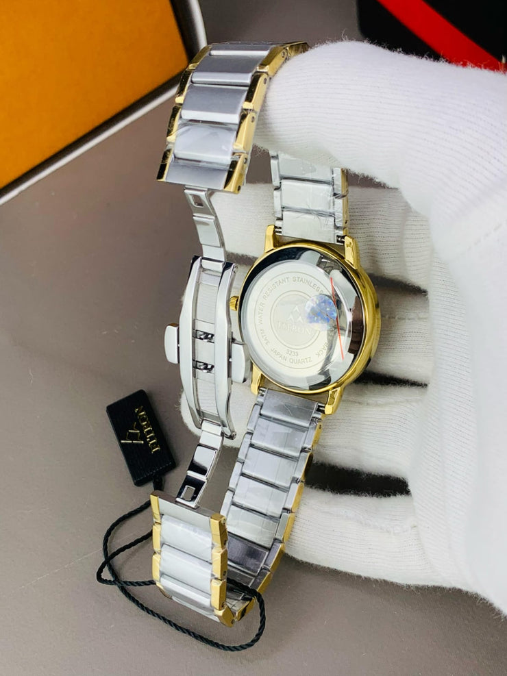 Fitron Classic Two tone chain with White dial image 3