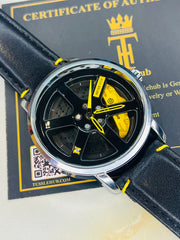 Original allroy rim Watch Black belt with Yellow dial image 2