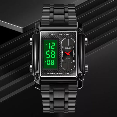 Original SKM Black Chain Square Dual time image 0