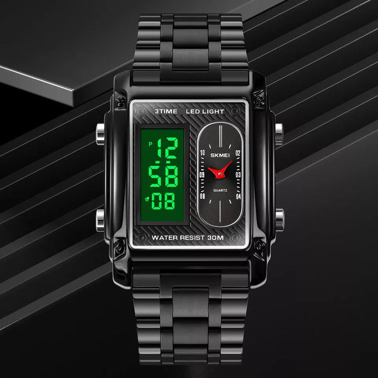 Original SKM Black Chain Square Dual time image 0